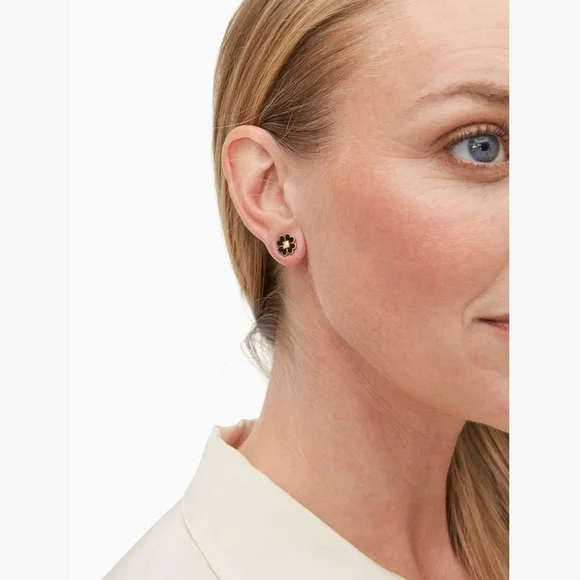 KATE SPADE Spades & Studs Enamel Studs - Black and Gold ($49 Retail) - Picture 3 of 4